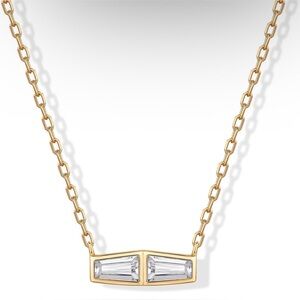 14k Gold Plated Dainty Baguette Pendant Necklace AVAILABLE IN YELLOW OR WHITE